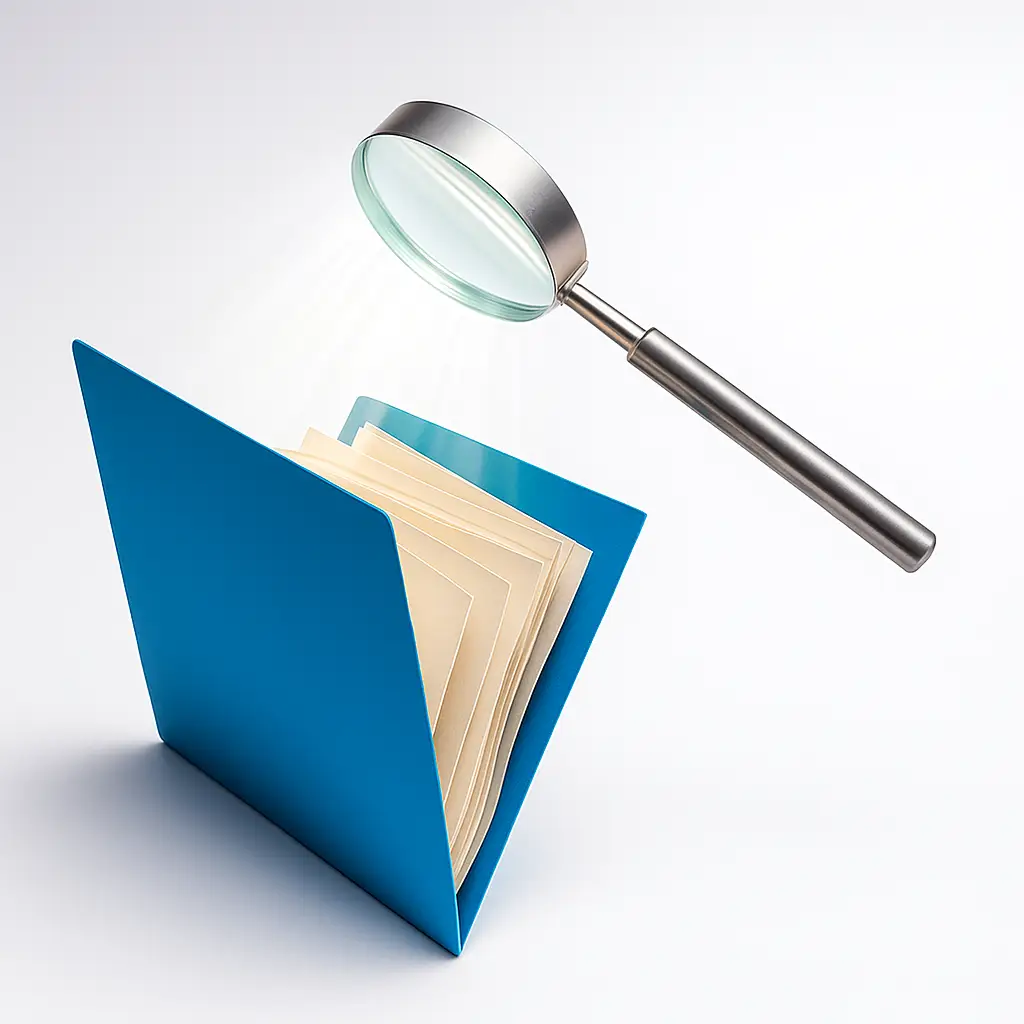 Une loupe qui observe un dossier sur la retraite
